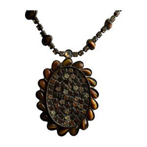 SORELLI Bronze Amber Swarovski Crystal Large Pendant Necklace